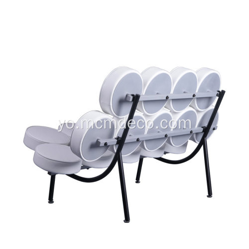 White Nelson Marshmallow Sofa Alawọ